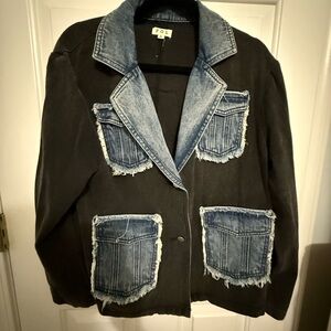 POL Black Jacket with Denim Accents